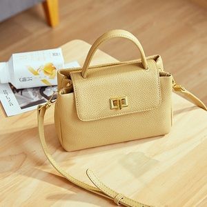 Genuine leather top handle crossbody bag